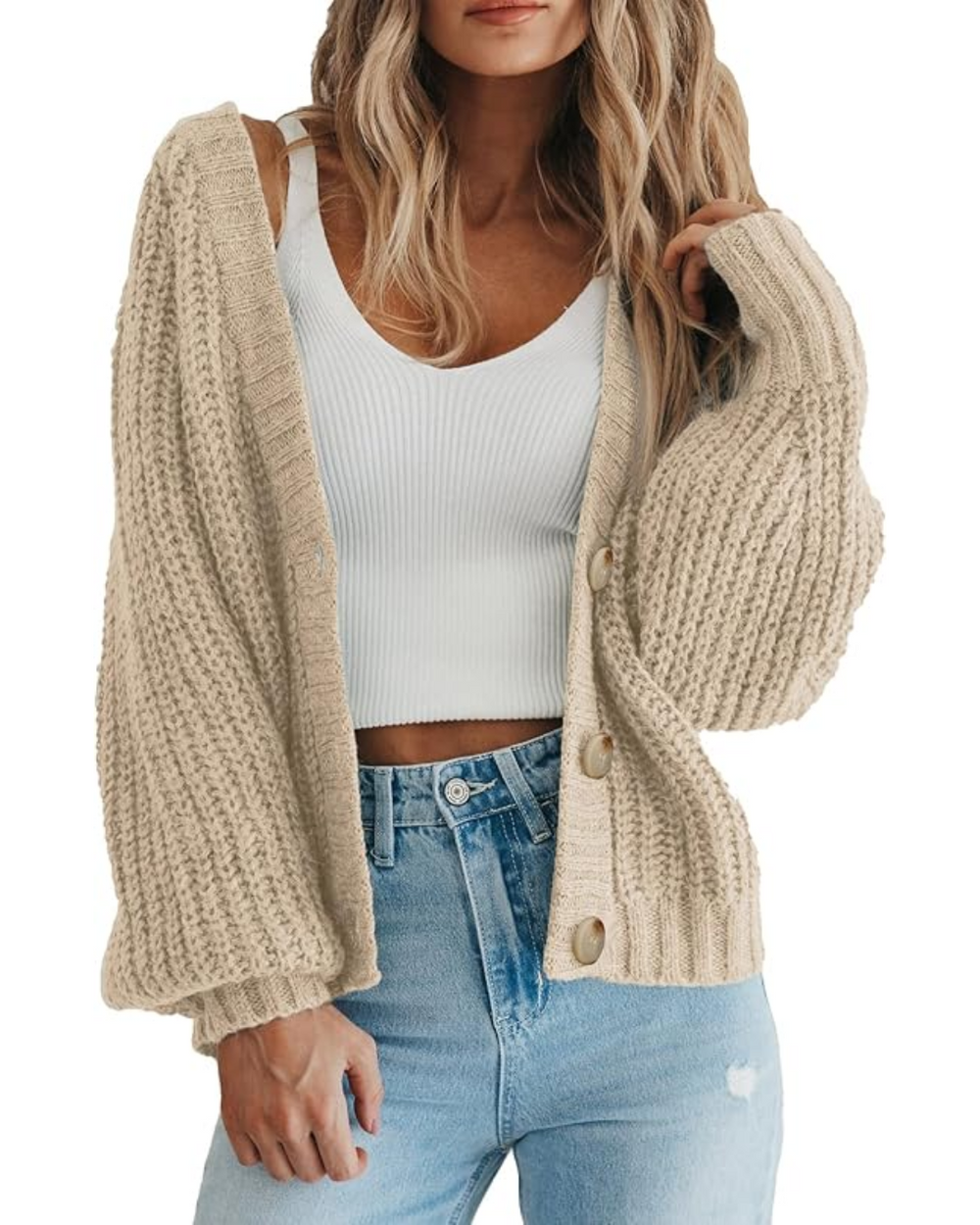 Sofia Open Knit Button Cardigan