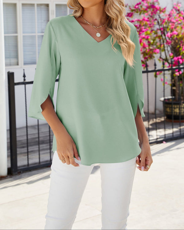 Maya 3/4 Sleeve V-Neck Blouse