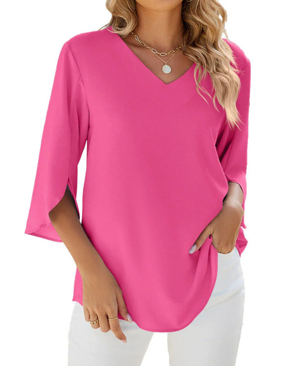 Maya 3/4 Sleeve V-Neck Blouse