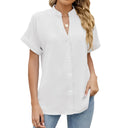 Emma Short-Sleeve Mandarin Collar Blouse