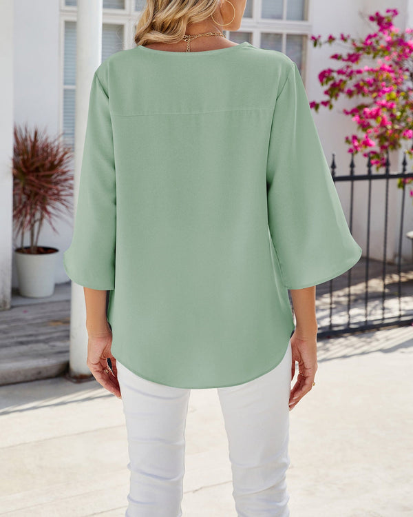 Maya 3/4 Sleeve V-Neck Blouse