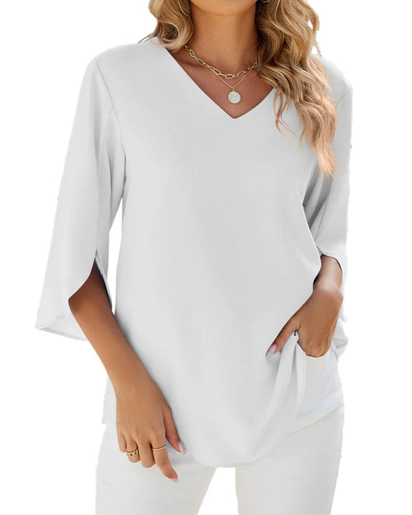 Maya 3/4 Sleeve V-Neck Blouse
