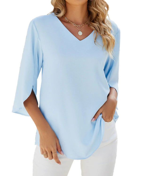 Maya 3/4 Sleeve V-Neck Blouse