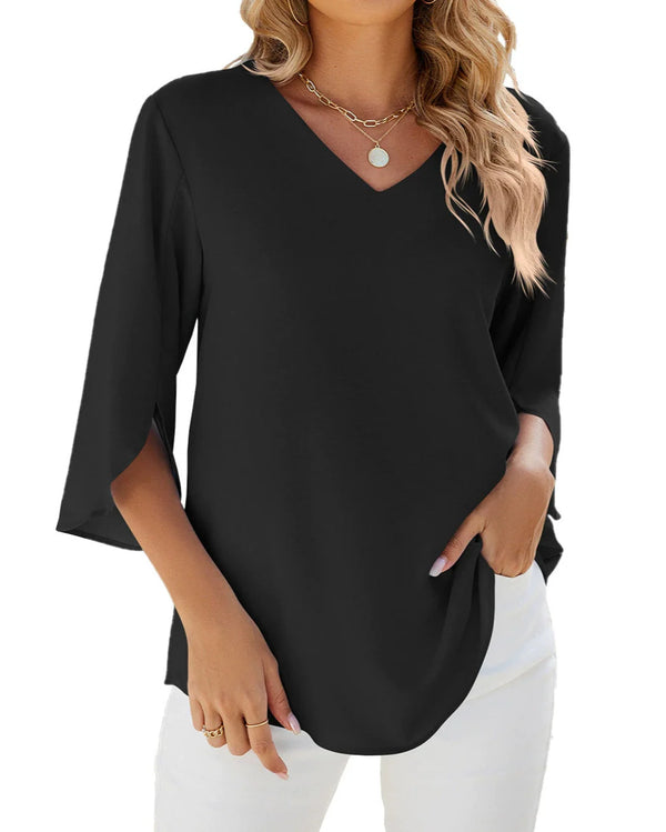 Maya 3/4 Sleeve V-Neck Blouse
